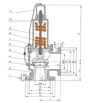 A42Y型全啟封閉式安全閥結(jié)構(gòu)圖