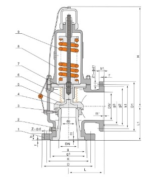 波紋管安全閥結(jié)構(gòu)圖