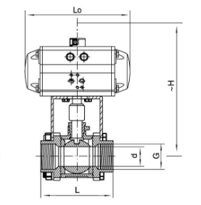 氣動(dòng)內(nèi)螺紋球閥結(jié)構(gòu)圖