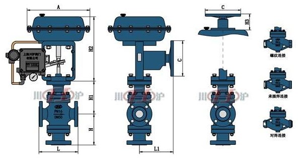 氣動(dòng)三通調(diào)節(jié)閥結(jié)構(gòu)圖