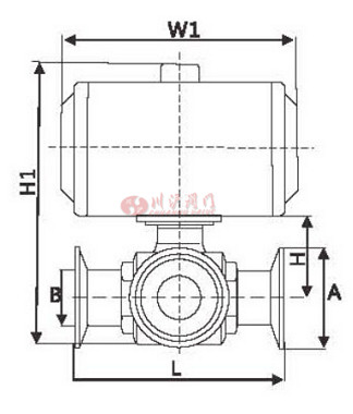 氣動三通衛(wèi)生級球閥結(jié)構(gòu)圖